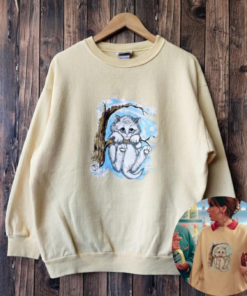 Vintage 90s Distressed Cat Sweatshirt, Cat Crewneck Cat Pullover, Cat Unisex T-Shirt, Sweatshirt, Hoodie