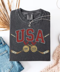 USA Hockey Gold Medal Shirt, Vintage 1980 and 2026 Winter Games Tee, Miracle on Ice Commemorative Graphic T-Shirt, Team USA Hockey