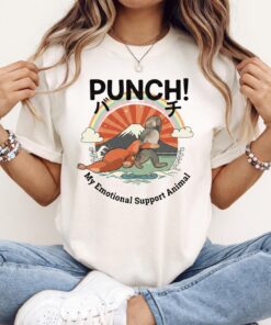 Punch the Monkey T-Shirt, Viral Macaque Meme Shirt, Japanese Streetwear Tee
