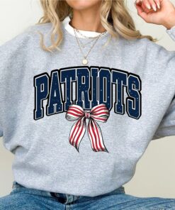 Patriots Bow Sweatshirt, Cute Patriots Football Shirt, Patriots Football Gift, Feminine Patriots Game Day Sweater