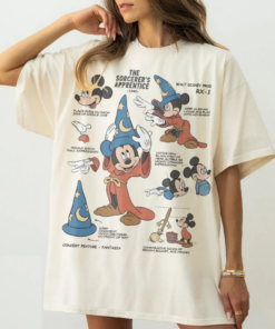 Retro Disney The Sorcerers Apprentice Fantasia Mickey Sketch Shirt, Fantasmic Mickey Sorcerer Tee, Disneyland Family Matching Trip Shirts