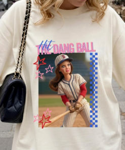 Hit The Dang Ball Baseball Mom Shirt, Game Day Softball Tee, Distressed Doll Face Meme