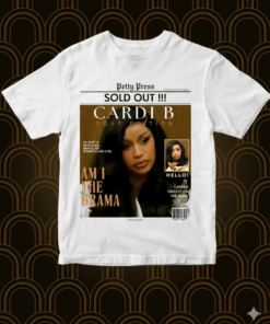 Cardi B Magazine Cover Graphic T-Shirt, Hip Hop Inspired Statement Streetwear Top