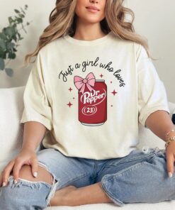 Just a Girl Who Loves Dr Pepper Shirt, Retro Coquette Bow Soda Gift