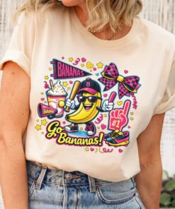 Let’s Go Bananas Baseball Shirt, Funny Baseball Tee, Game Day Banana Outfit, Baseball Fan Gift, Matching Mom Daughter T-Shirt