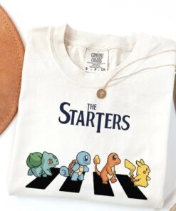 The Starters PKM T-Shirt, Kawaii Gaming Gift Top for Anime Lovers, Funny Retro Gamer Tee, Abbey Road PKM Anime Graphic Shirts