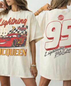 Retro Two Sided Lightning McqueenT-Shirt, Disney Cars Shirt, Disney Pixar Cars Top, Cars Family Vacation 2026 Tee