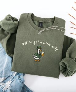 St Patricks Day Goose Sweatshirt, Off To Get A Little Silly St Paddys Day Goose Hoodie, Funny Irish St Pattys Day Tee