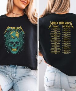 Metallica-inspired Upcoming Tour Graphic Tee, 2-Sided Heavy Metal Style World Tour 2026, Trash Metal Music Band Gift for Fans Unisex T-Shirt