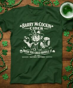 Best Rude St Patrick’s Day Funny Shirt, Barry McCockin Cider Tee, Mens St Paddy’s Bar Top, Drinking Party Graphic T-Shirt