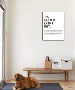 1% Better Every Day Framed Canvas Wall Art Modern Quote Decor canvas