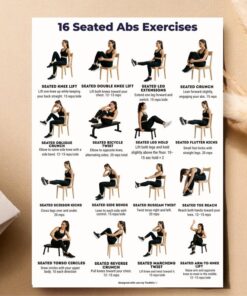 16 Seated Abs Exercises Poster Chair Core Workout Chart Home Fitness Wall Art