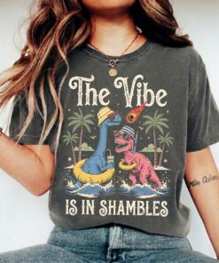 Dinosaur T-Shirt, The Vibe Is In Shambles Retro Meteor Humor Tee