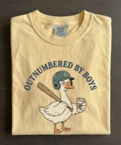 Funny Boy Mom Shirt, Outnumbered By Boys Tee, Baseball Mom Goose Graphic