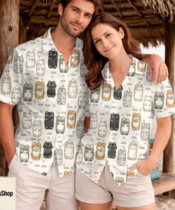 Cat Hawaiian Shirt for Men, Holiday Tropical Pattern Shirt for Men Women
