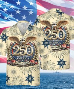 Freedom 250th Anniversary Hawaiian Shirt, USA 1776-2026 Independence Button Down