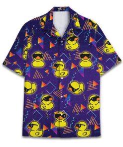 Funny Neon Rubber Duck Hawaiian Shirt, Galaxy Print