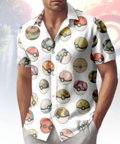 Pocket Ball Hawaiian Shirt, Pocket Monster Button Shirt