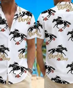 Horse Racing Hawaiian Shirt, Run For The Roses Button Down, Derby Weekend Tee