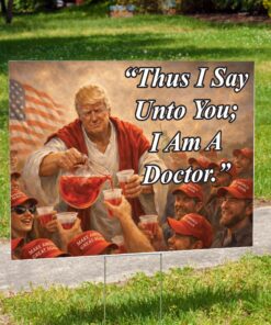 Religious Political poster Trump Doctor, Satirical AI President Lawn Decor, Anti MAGA Outdoor Art