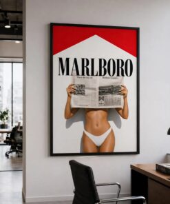 Vintage Marlboro Ad Poster & Canvas, Retro Cowboy Wall Art