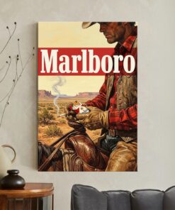 Vintage Marlboro Cowboy Wall Art, Retro Western Poster & Canvas