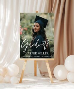 Graduate Photo Poster – Personalized Graduation Party Sign, Custom Name Class of 2026 Decor, Elegant Modern Grad Celebration Board
