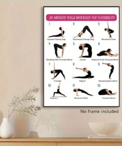 20 Minute Yoga Workout Poster 12 Poses Wall Art Print Home Gym Fitness Decor