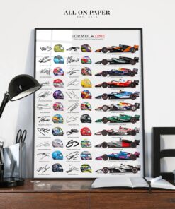 2026 2025 World Championship Helmets Cars Poster - Mercedes Red Bull Ferrari Gift