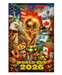 2026 FIFA World Cup Poster, Soccer Championship Wall Art, USA Mexico Canada Decor