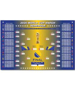 2026 World Cup Match Schedule Poster, Soccer Tournament Bracket Tracker Print