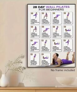 28 Day Pilates Wall Art Guide Beginner Workout Poster Home Gym Fitness Decor