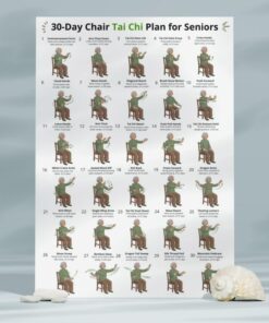 30 Day Chair Tai Chi Plan for Seniors, Seated Daily Exercise Chart, Gentle Workout Challenge Wall Art