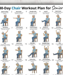 30 Day Chair Workout for Seniors, Seated Exercise Chart, Gentle Daily Routine