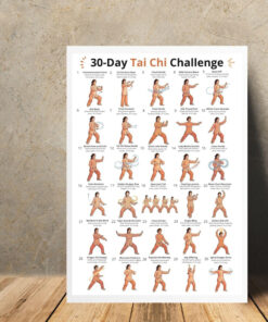 30 Day Tai Chi Challenge Poster, Daily Exercise Plan, Balance & Mobility Art