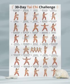 30 Day Tai Chi Challenge Poster, Daily Exercise Plan Wall Art, Full Body Workout Chart