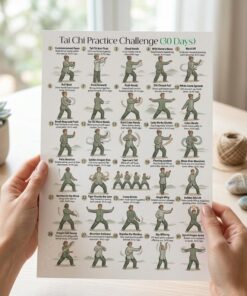 30 Day Tai Chi Challenge Poster, Daily Full Body Exercise Plan, Balance Chart