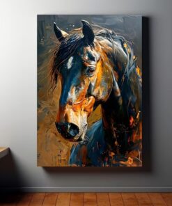 Abstract Horse Mural Modern Watercolor Animal Wall Art Vintage Farmhouse Decor