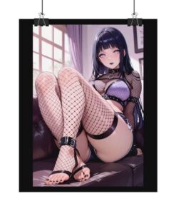 Anime Girl in Fishnet Lingerie Hinata Naruto Rolled Poster, Sexy Illustration Wall Art