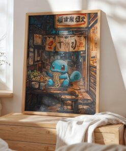 Anime Poster Japanese Ramen Art, Printable Wall Decor