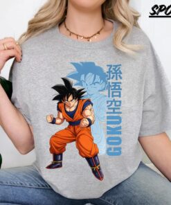 Anime Saiyan Warrior Shirt Goku Inspired Graphic Tee Japanese Kanji Shirt Dragon Fighter Anime Gift For Men Women Otaku Streetwear T Shirt