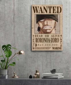 Anime one piece Zoro Bounty Wanted Poster Painting On Canvas Wall Art Poster Picture Print Living Room Walls Decor Home Posters