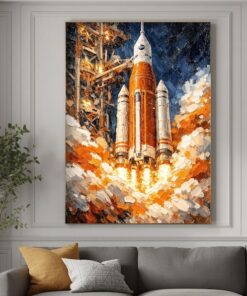 Artemis 2 Rocket Launch Wall Art, NASA SLS Moon Mission Print, Space Science Decor