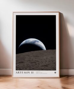 Artemis II Earthset NASA Poster & Canvas, Earth & Moon Space Wall Art Decor