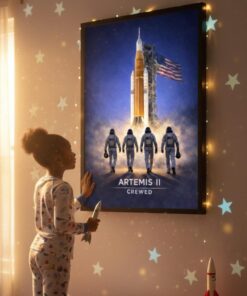 Artemis II Moon Mission Poster - USA 250 Sestercentennial Edition - NASA Inspired Rocket Launch Wall Art