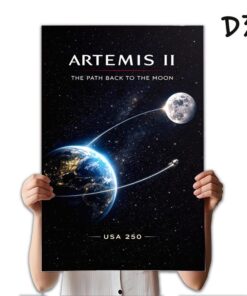 Artemis II To The Moon Poster, Retro 2026 Lunar Mission Art, Science Fan Gift