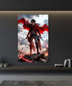 Attack on Titan Levi Ackerman Metal Poster, Anime Wall Art, Survey Corps Print