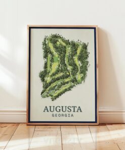 Augusta National Golf Course Map Canvas, Masters Golf Poster