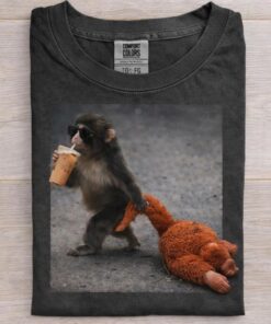 Baby Monkey Punch Drinking Iced Coffee Shirt