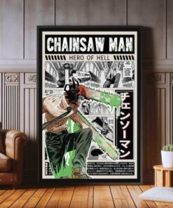Chainsaw Man Denji Anime Poster, High Quality Canvas Print, Japanese Popular Anime Poster Prints, Wall Aesthetic Decor, Chainsaw Man Poster